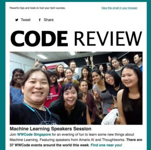 Opened up the latest @WomenWhoCode email to see my friends from @Wwcodesingapore at the top! 👋 https://t.co/sw3sxRroy1