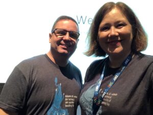 TFW you and your co-emcee discover you both have the same @jessfraz quote shirt and agree to wear it to kick off a conference. 😍 #dotc19 #devops @nathenharvey https://t.co/bUBp5Nrlez