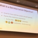 Forget SLAs. @jennski says Site Reliability Engineering should focus on Service Level Objectives, which are internal measures and map to customer experience. SLAs are just contractual agreements - rarely around customer happiness. #dotcnz #dotc19 #devops https://t.co/j7FaRnBmjc