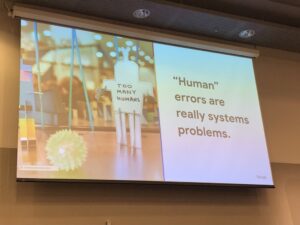 “Human” errors are really systems problems. You can’t fix people, but you can fix processes and make them better. #dotcnz #dotc19 #devops https://t.co/jssCuqx8rn