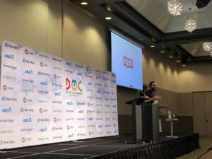 Open source software is great... but it can also burn your house down. Only took @djsauble 3 minutes to invoke left-pad! #dotcnz #dotc19 #devops https://t.co/Uk4iAaeBGa