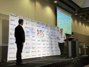 Penultimate talk of the day is Mike Owen and Ankit Gupta sharing @SparkNZ DevOps journey. They started with a daunting set of issues: legacy apps, decades of technical debt, 12-18mo delivery cycles, and more. #dotcnz #dotc19 #devops https://t.co/HhdymZgvH2