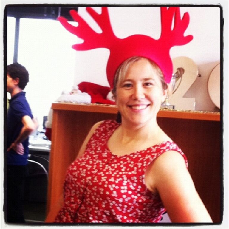 Feeling festive at work on Thursday.