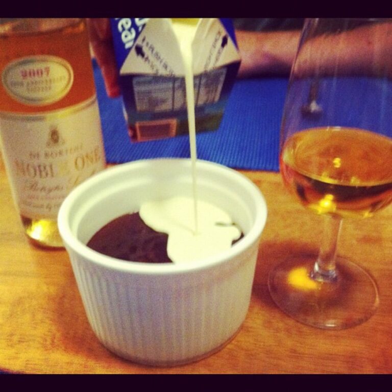 Dessert: @the_snook's homemade Coffee-Chocolate Mousse with a glass of Noble One.