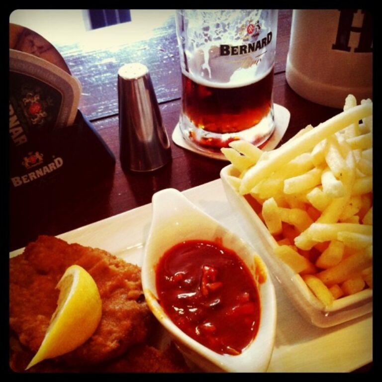 Schnitzel and beer on a rainy day!