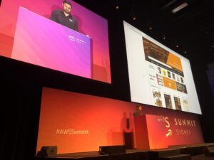 Syed’s showing a demo of a bookstore site. “Maybe you’ve used one in the past that was successful?” 😉 #AWSsummit https://t.co/aAcL4Y2jG4