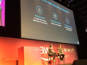 Nice crowd for Maria Sokolova in conversation with Rupert Bryant-Greene from @Xero, talking about identity management and security. #AWSSummit https://t.co/3jzBOLgzuN