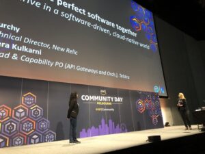Next up is Jill from @newrelic and Ashima from @Telstra talking about creating more perfect software together... #AWSCommunity (I snuck a selfie with Jill this morning!) https://t.co/2jrnf7tJ0H