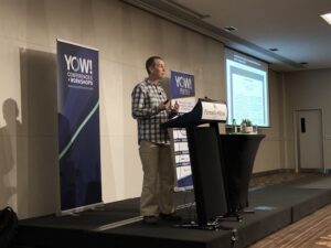 I love how as @mjpt777 talks about a clever solution to a multicast protocol problem, he finds a way to point out that Sally Floyd’s first degree was in sociology, and that folks with different backgrounds find novel solutions to problems. ❤️👏 #yowperth https://t.co/HLwtY8hc7S