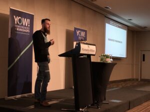 When @mootpointer advises rearchitechting your monolith, he means getting rid of your rockstar, “10x” developers. You need to turn them into team players. #yowperth https://t.co/HyTb2lb2e1