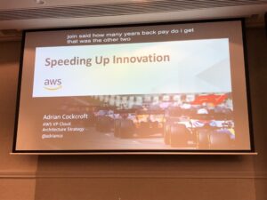 #YOWPerth morning keynote is my @awscloud colleague @adrianco sharing how you can speed up innovation. Starting by making everyone jealous talking about he goes to F1 events! 🏎 https://t.co/GsfwHXm8lk