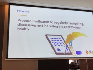 Carmel says @Atlassian didn’t invent TechOps, but they found it super helpful to iterate on operational health. #dotc19 #dotc https://t.co/3Vjuy2VnbQ