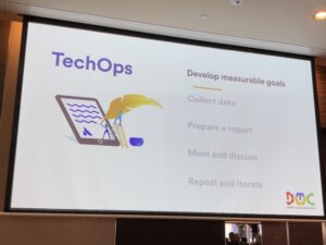 Carmel says @Atlassian didn’t invent TechOps, but they found it super helpful to iterate on operational health. #dotc19 #dotc https://t.co/3Vjuy2VnbQ