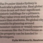 RT @PhilipThalis: For a better Sydney - she’s got a point .. or 2 .. or 3 .. #smh letters https://t.co/CV5p70FIEI