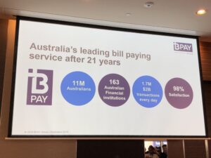 Final speaker is Oshri Zhi from @BPAY_AU. Some very big numbers - $2B in transactions every day! #dotc19 #dotc https://t.co/3m8MbqbdH2