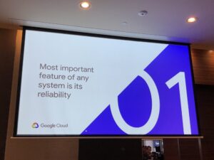 Final speaker is my buddy @nathenharvey challenging the audience right out of the gate: “SRE comes from the mindset that the most important feature for any system is reliability.” #dotc19 #dotc https://t.co/VerFCKsZO9