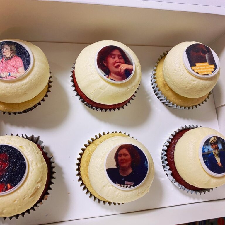 “OH MY GOD, somebody sent us cupcakes WITH OUR FACES ON THEM!” 😂😂 This has @kamyan3’s fingerprints I’m sure... ❤️