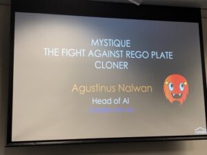 First talk is from Gus on Mystique - the fight against rego plate cloning. I suspect this is going to involve AI... 🤔 @carsales #yownight https://t.co/MmO5qZTr2A