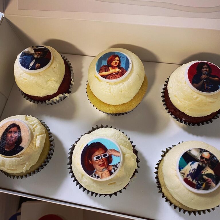 “OH MY GOD, somebody sent us cupcakes WITH OUR FACES ON THEM!” 😂😂 This has @kamyan3’s fingerprints I’m sure... ❤️