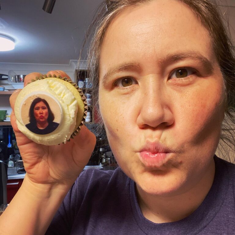 “OH MY GOD, somebody sent us cupcakes WITH OUR FACES ON THEM!” 😂😂 This has @kamyan3’s fingerprints I’m sure... ❤️