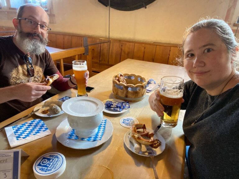 A few days ago we learned there is a Thing called Weißbierfrühstück where you eat pretzels and sausages and drink beer at breakfast, and oh god yes, we made that happen. 🥨🍻