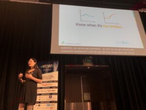 Steps to Production Excellence: Know when your systems are broken; be able to debug them, in cross-functional teams; and close feedback loop by eliminating (unnecessarily) complexity. @lizthegrey #yow19 https://t.co/IFED8TgZMs