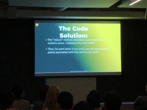 Final speaker is new @rorosyd speaker @geerop254 walking us through an @exercism_io challenge! https://t.co/sPgtrJJROJ