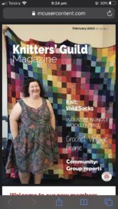 Here’s me, @unlikelylibrary, and @knitterjp making our debut on the @KnitGuildNSW magazine cover! Jody’s 🌈 blanket is amazing. (Can’t spot me and Amy? Those are our hands holding the blanket up! 😂) https://t.co/DOpuNFN0v7