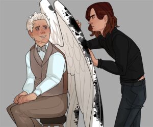 RT @FaasArt: Request for Crowley cleaning ink stains out of Aziraphale's wings. #GoodOmens #GoodOmensFanart #myart https://t.co/uCejnrGeax