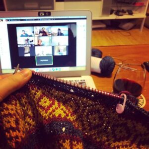 Virtual Stitch and Bitch in progress! 🍷🧶 https://t.co/S3VWdIHOVq https://t.co/N01a8Z2KjC