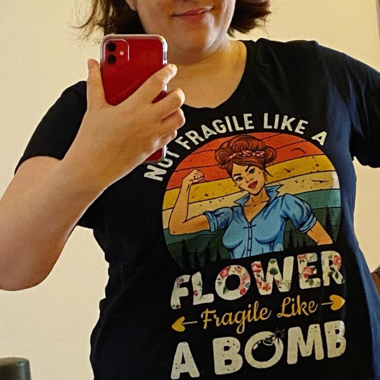 I saw a photo on FB last week of a little girl wearing this sentiment on a t-shirt and immediately ordered one as an election commemoration gift for myself. 💪💣💋