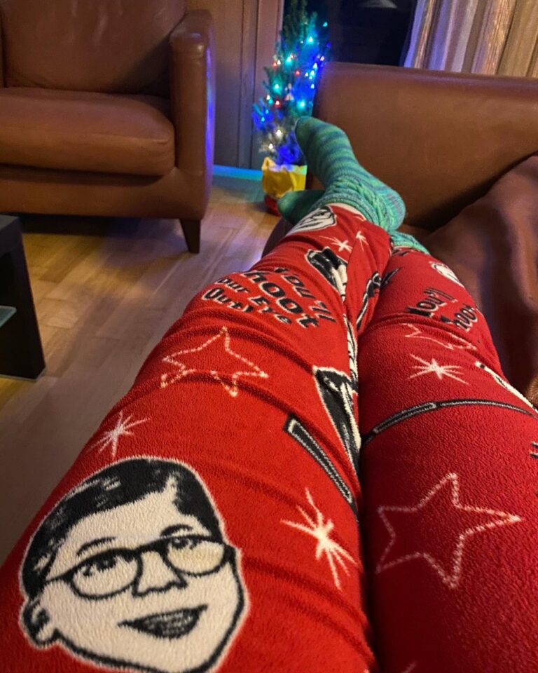 Put on my Ralphie PJs for trimming the tree! 🎄