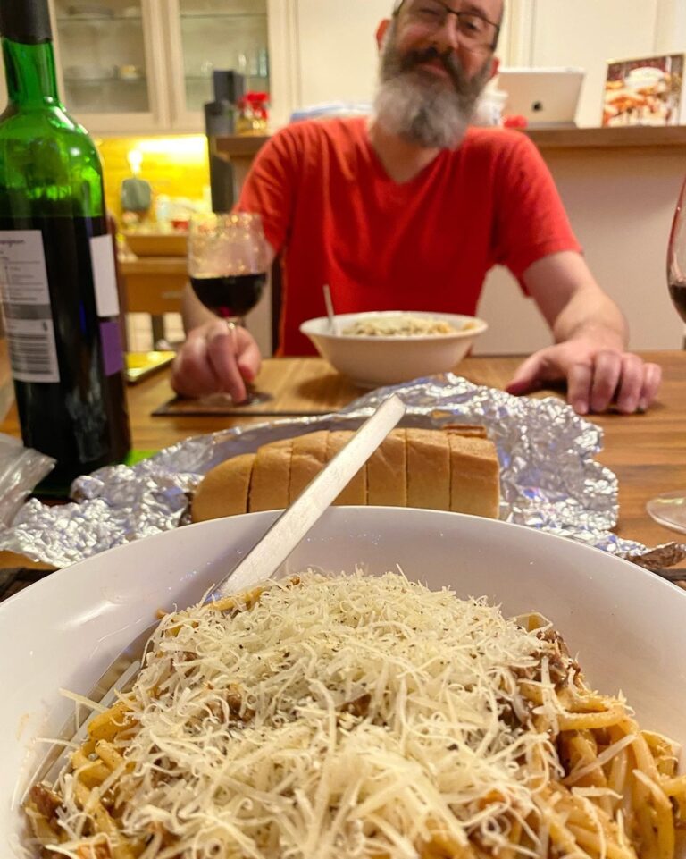 “Why I am cooking so good!?” The Snook spent his Sunday making me homemade spaghetti bolognese and a tarte tatin. 😍 #booyakasha