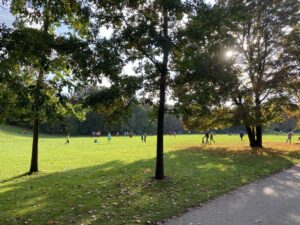 Blue sky for the first time in ages, so we’re rode to the Hirschgarten! It was packed with families and people playing sports. I was excited to see the deer enclosure... 🚴‍♀️☀️ https://t.co/UusT0IQ2MR