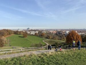 The Olympiaberg is the highest point in Munich Olympic Park, constructed from WW2 rubble. There was quite a crowd on the top, enjoying the spectacular views (so we wore our masks). We could just see the Alps! 🏔 https://t.co/J9LJEWHEQS