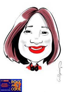 So @BuildStuffConf had a special "room" at the virtual conference where you could turn on your camera and get a caricature done! I was ENRAPTURED when he added my red lippie. Thank you #BuildStuffConf!! ❤️💋 https://t.co/ATLkOOqtb7