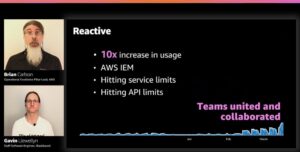 This is fascinating. The start of the Australian school year was @Blackboard's first sign something remarkable was happening. Traffic shot up 10x. Brian and Gavin walking us through the war story through lens of AWS Well-Architected Framework. #reinvent https://t.co/TRjX3zSeDJ