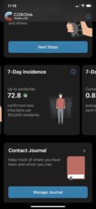 It’s been so long since I’ve been inside anywhere but my house and the grocery store that I haven’t opened the @coronawarnapp in a while. Just discovered it’s been updated with local stats as well as a contact journal! Honestly, this app is so well done. 👏👏👏 https://t.co/eSzmxhKAI1
