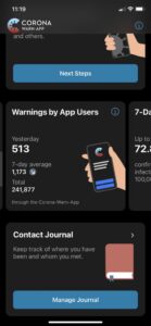 It’s been so long since I’ve been inside anywhere but my house and the grocery store that I haven’t opened the @coronawarnapp in a while. Just discovered it’s been updated with local stats as well as a contact journal! Honestly, this app is so well done. 👏👏👏 https://t.co/eSzmxhKAI1