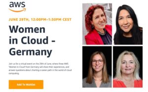 Our @awscloud Women in Cloud Germany event is about to start! https://t.co/HPAtLlFmFR https://t.co/cfQ2T1nxX7