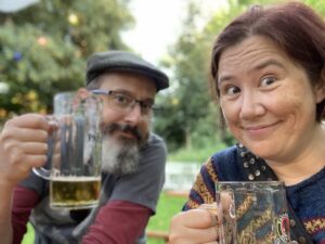 TGIF beers at the @Nussbaumpark Biergarten. Loving the DJ tonight… but a bit dubious about the graffiti knitting. 🙃🍻 (2021 Biergarten Count: 10!) https://t.co/Tf1fIT25H2