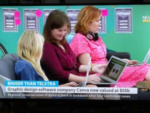 The big @canva news was on TV Down Under, and my friend @knitterjp messaged with a screenshot. That’s some old footage! 😂❤️ https://t.co/I39vja7nmS