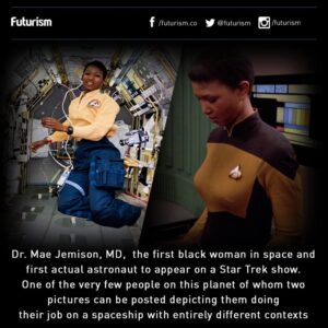 RT @madscienceskill: Mae Jemison was the first person to both go to space and be on #StarTrek send tweet. https://t.co/015kbvIxwK