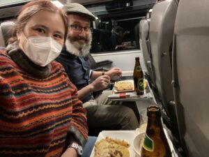 Dinner onboard the RJX262 from Munich to Budapest-Deli. We ordered on the railnet site and they delivered to our seats! 🍺🚞 @_DiningCar https://t.co/yCaki7An5T