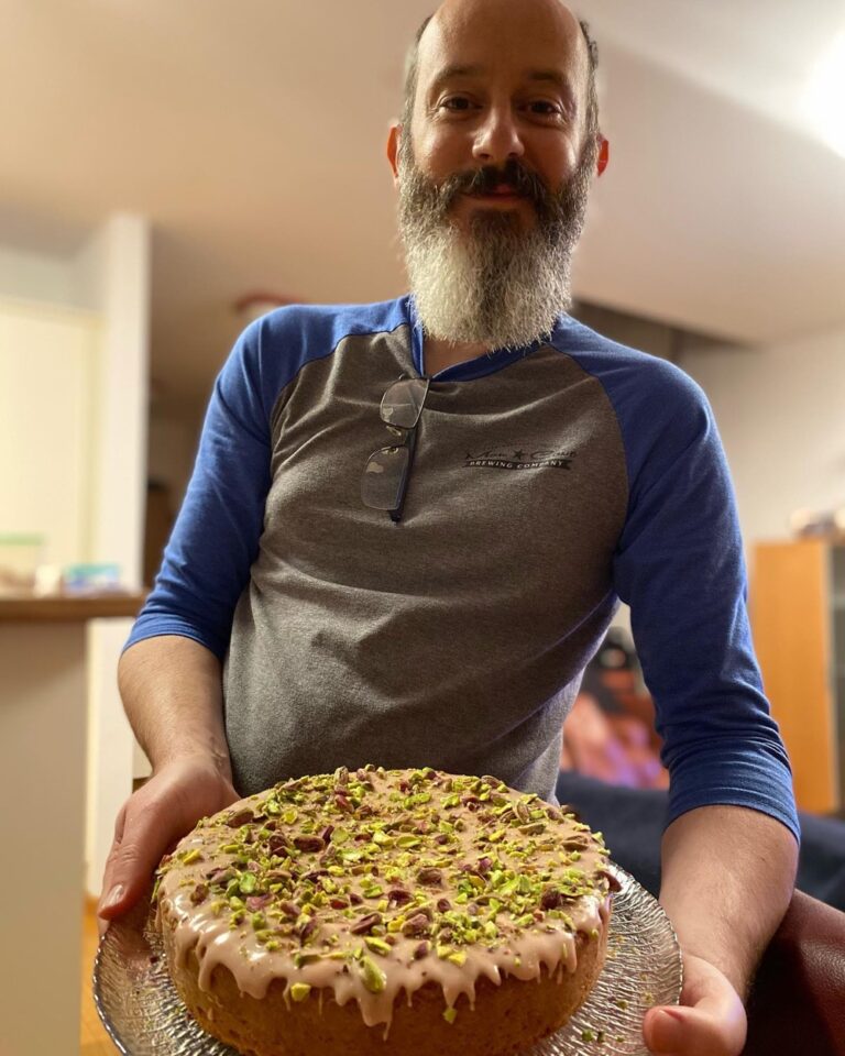 My Valentine made me a Persian Love Cake. ❤️ Almonds, cardamom, yoghurt, orange blossom water, pomegranate, pistachios...