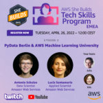 It's @awsdevelopers She Builds Tech Skills EMEA time again! Tomorrow join us to hear about the most interesting sessions from PyData Berlin and learn about AWS’s Machine Learning University. Sign up here to get a reminder before the stream: https://t.co/jFy9xTlYFo @awsdevelopers https://t.co/7BVdlWoo6V