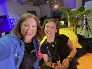 I was excited to finally get to meet @linda_mhmd in person today! She helps run the AWS Vienna user group, and she’s on the #buildonaws live stream RIGHT NOW! https://t.co/ArHPE178cf