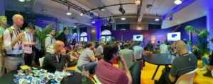 Big crowd as the post-lunch talks kick off at the Community Lounge at the AWS Berlin Summit! The first one is about infrastructure as code and CDK. #AWSSummit #AWSSummitBerlin https://t.co/RSRJKvON3R