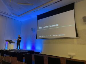 It’s not often I see a tech conf topic that is entirely new to me. As @ImSamLevy says, most a11y talks are about the front end - how do you make the topic relevant to a backend developer? #NDCMelbourne https://t.co/IqaycBkwyw