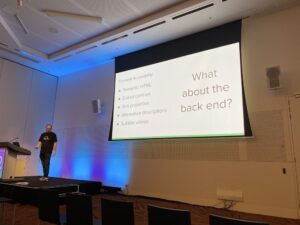 It’s not often I see a tech conf topic that is entirely new to me. As @ImSamLevy says, most a11y talks are about the front end - how do you make the topic relevant to a backend developer? #NDCMelbourne https://t.co/IqaycBkwyw